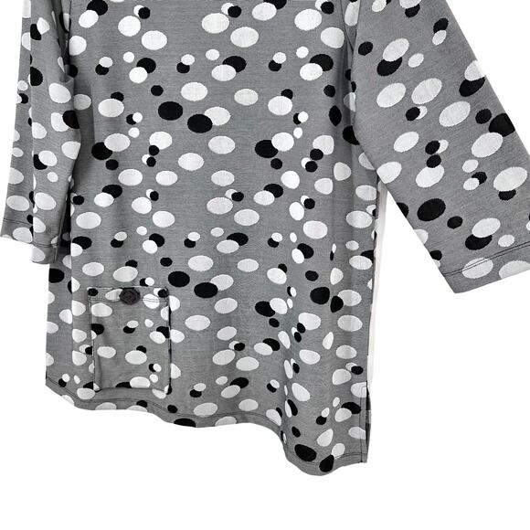 Ali Miles Sz Medium Wearable Art to Wear Gray Artsy Blouse Shirt Top Mature - Picture 7 of 9